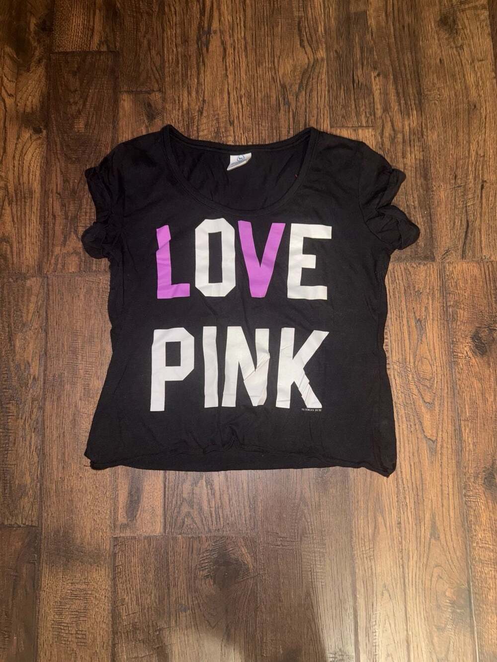 Victoria's Secret Y2K Vintage PINK LOVE PINK Black Graphic Crop T-Shirt